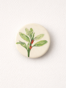 Брошь ручной работы Elizabeth Madar Оттиск трав, зеленая № 3, керамика