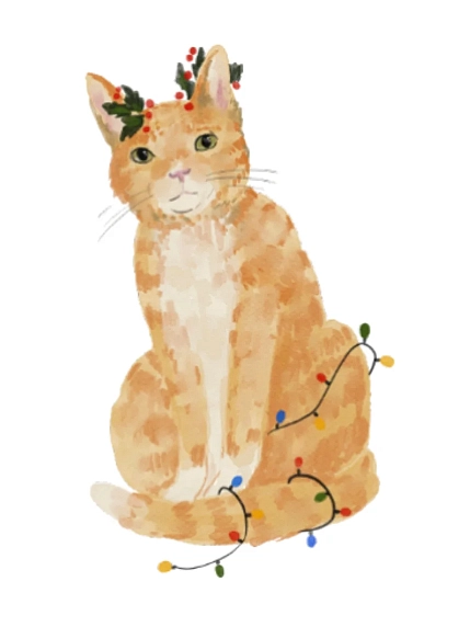 3D Стикер на телефон «Новогодний котик», фото 1.