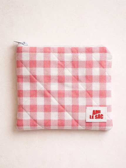 Мини-кошелёк ручной работы АМИ (Ami lé sac), розовая клетка, фото 1.