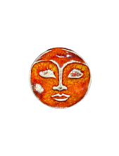 Брошь ручной работы «Лицо большое», красно-белая, керамика