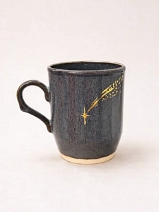 Кружка ручной работы Мастерская Виктории Нор «Звездопад», тёмно-серая, керамика, 200 мл