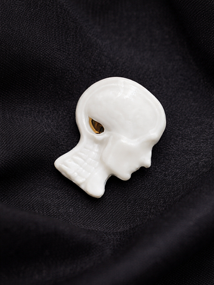 Брошь ручной работы Bulygin «Мозг», фарфор, бело-золотистая, фото 2.