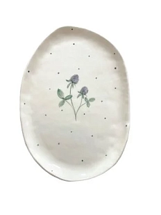 Блюдце ручной работы Верба керамика Клевер, керамика, 19 см