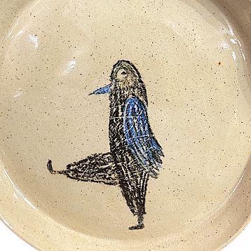 Тарелка ручной работы «Олушка шагает», керамика, 14,5 см, фото 2.