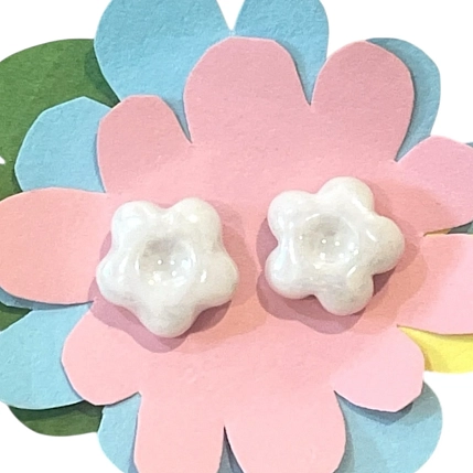 Серьги Августа «Белые цветочки», фарфор, фото 2.