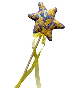 Волшебная палочка БУКА, фиолетовая с жёлтыми пайетками, 25 см