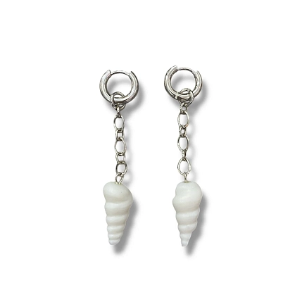 Серьги-конго на цепочке ручной работы Ракушки, фарфор, фото 3.