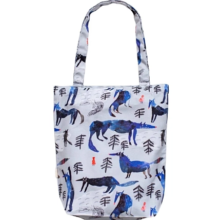 Сумка шоппер Забористый текстиль «Волки», голубой, фото 2.