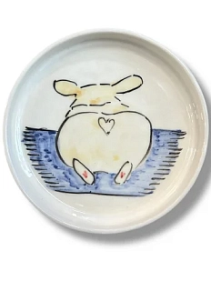 Тарелка ручной работы с бортиком Попа корги, керамика, 13-14 см