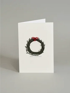 Открытка ВОЕ с деревянными элементами «Merry Christmas c еловым венком», открывающаяся