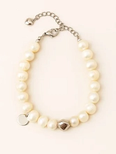 Сверкающий браслет из жемчуга со вставкой и монеткой « Lucky»