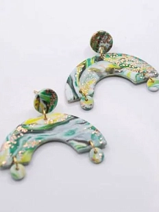 Серьги арки с поталью, полимерная глина