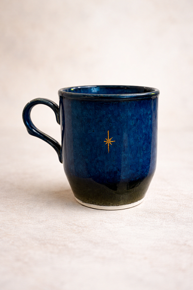 Кружка ручной работы Мастерская Виктории Нор «Звёздочка», синяя, керамика, 200 мл, фото 1.