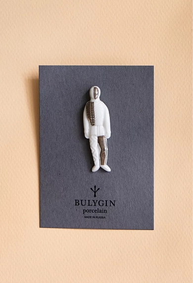 Брошь ручной работы Bulygin «Малевич», бело-серебристая, фарфор, фото 2.