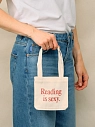 Сумка шоппер мини Подписные изделия «Reading is sexy», белый, превью фото 2