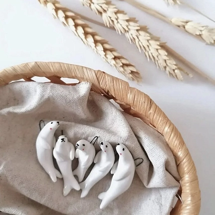 Подвеска ручной работы Боттери керамика «‎Тюлень»‎, белая, керамика, фото 3.