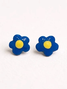 Серёжки-гвоздики Радость Рядом «Цветочки», полимерная глина, тёмно-синие