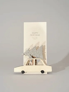 Бирка для подарка ВОЕ «Машинка с ёлкой», на прищепке, 7 см