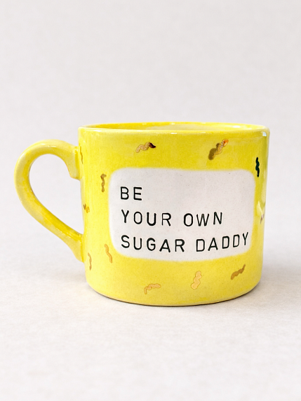 Кружка ручной работы NF ceramics «Be your own sugar daddy», жёлтая, керамика, 500 мл, фото 1.