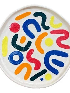 Тарелка ручной работы Малёма с росписью «Абстракция», разноцветная, керамика, 12 см