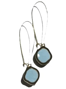 Серьги «Озёра», дерево, бирюзовые