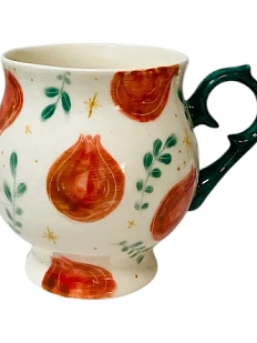 Кружка ручной работы на ножке «Гранаты», полуфарфор, 250 мл