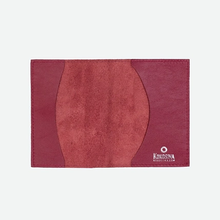 Обложка на паспорта с сердечком Kokosina bags, натуральная кожа, красная, фото 2.