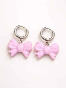 Серьги-конго Радость Рядом «Бантики», розовые, полимерная глина