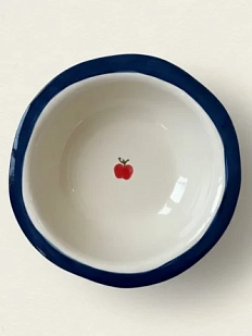Глубокая тарелка ручной работы Йеллоускуп с яблоком, керамика, 18 см