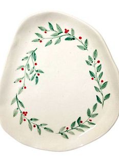 Блюдце ручной работы Остролист, керамика, 15 см