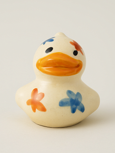 Керамическая фигурка Утёнок с разноцветными цветочками, 4 см