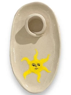 Подсвечник-блюдце ручной работы «Солнце», керамика