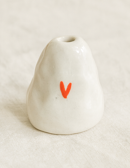 Подсвечник для тонких свечей «Сердечки», красный, керамика, фото 1.