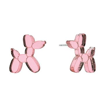 Серьги-гвоздики «Собаки из шариков», оргстекло, светло-розовый, фото 1.