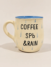 Кружка ручной работы DARI DARI «Coffee, SPb & rain», керамика, 350 мл