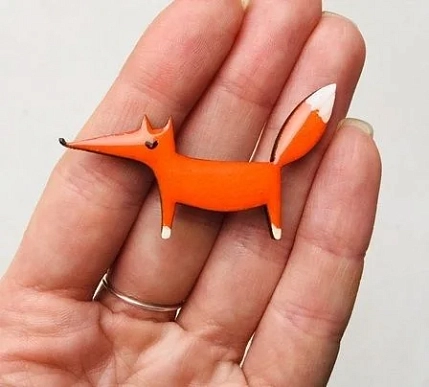 Брошь ручной работы «Лисичка», дерево, фото 3.