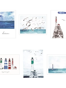 Набор открыток DARI DARI с маяками и морем, 6 шт.