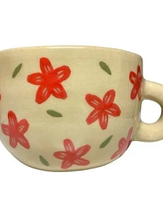 Кружка ручной работы Малёма с росписью Цветы, керамика, 550 мл