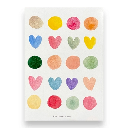 Стикерпак «Акварельные сердечки», А6, фото 1.