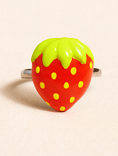 Кольцо ручной работы Радость Рядом Красная клубничка, полимерная глина, незамкнутое, красное