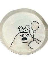Тарелка ручной работы «Медведь с шариком», керамика, 17 см