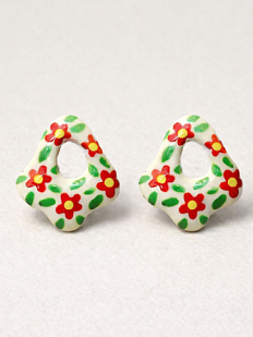 Серёжки-гвоздики с цветочками, полимерная глина