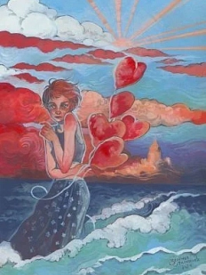 Открытка Зелёная лампочка «Объяли меня воды», А6