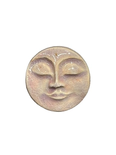 Брошь ручной работы КерамЕлКа «Лицо большое», бело-розовая, керамика