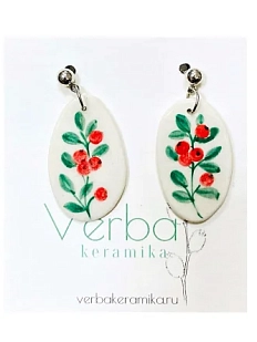 Серьги Верба керамика «Брусника», керамика, белые