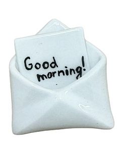 Магнит ручной работы конверт с пожеланием «Good morning!», керамика