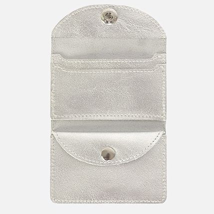 Cкладной кошелёк визитница ручной работы, Kokosina bags, натуральная кожа, серебряный, фото 3.