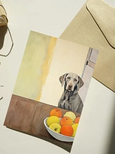 Открытка с собакой DARI DARI «Веймаранер с яблоками», А6