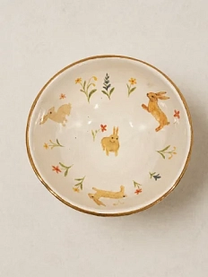 Пиала ручной работы Керумбия «Кролики», белая, керамика, 12 см