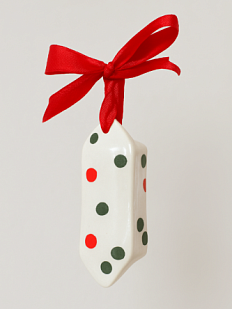 Ёлочная игрушка конфета «Конфетти» красно-зеленая, белая керамика